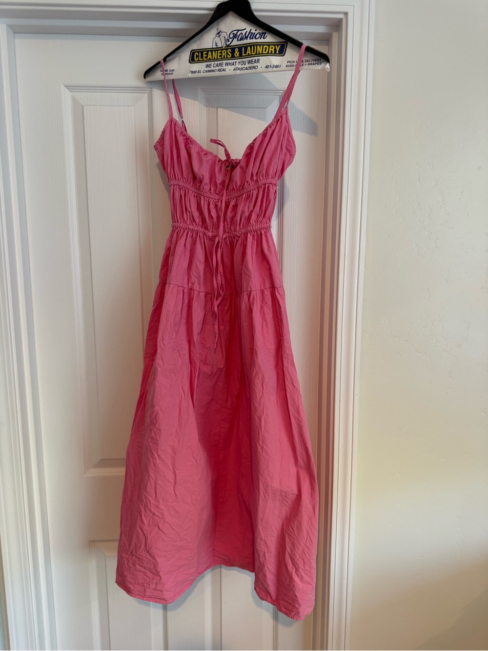 Ciao Lucia Pink Tiered Maxi Dress with Drawstring - Picture 7 of 8